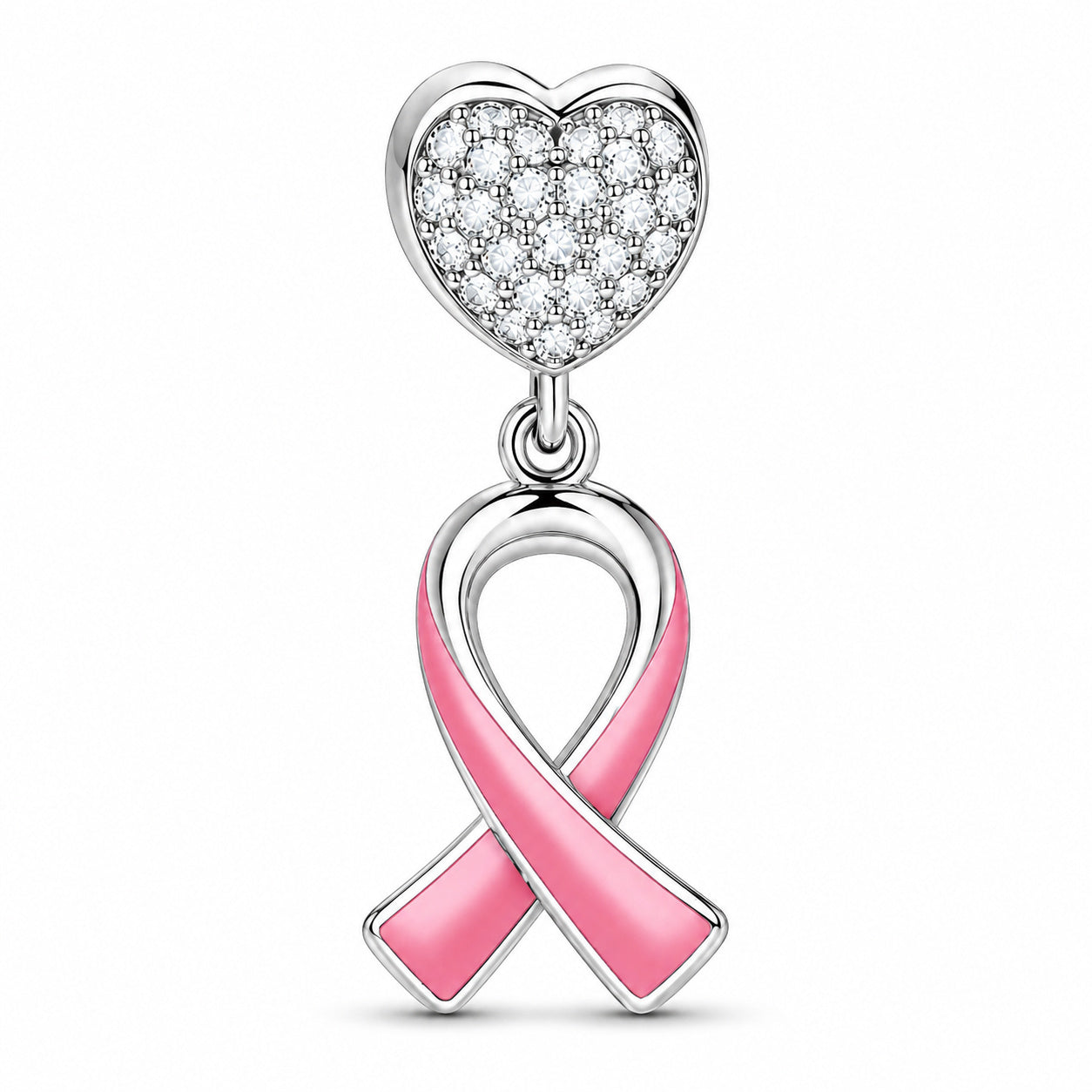 Pink Ribbon Awareness Charm Hallmarked S925 Sterling Silver