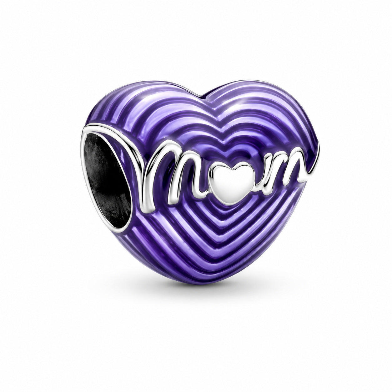 Radiating Love Mom Heart Charm Hallmarked S925 Sterling Silver