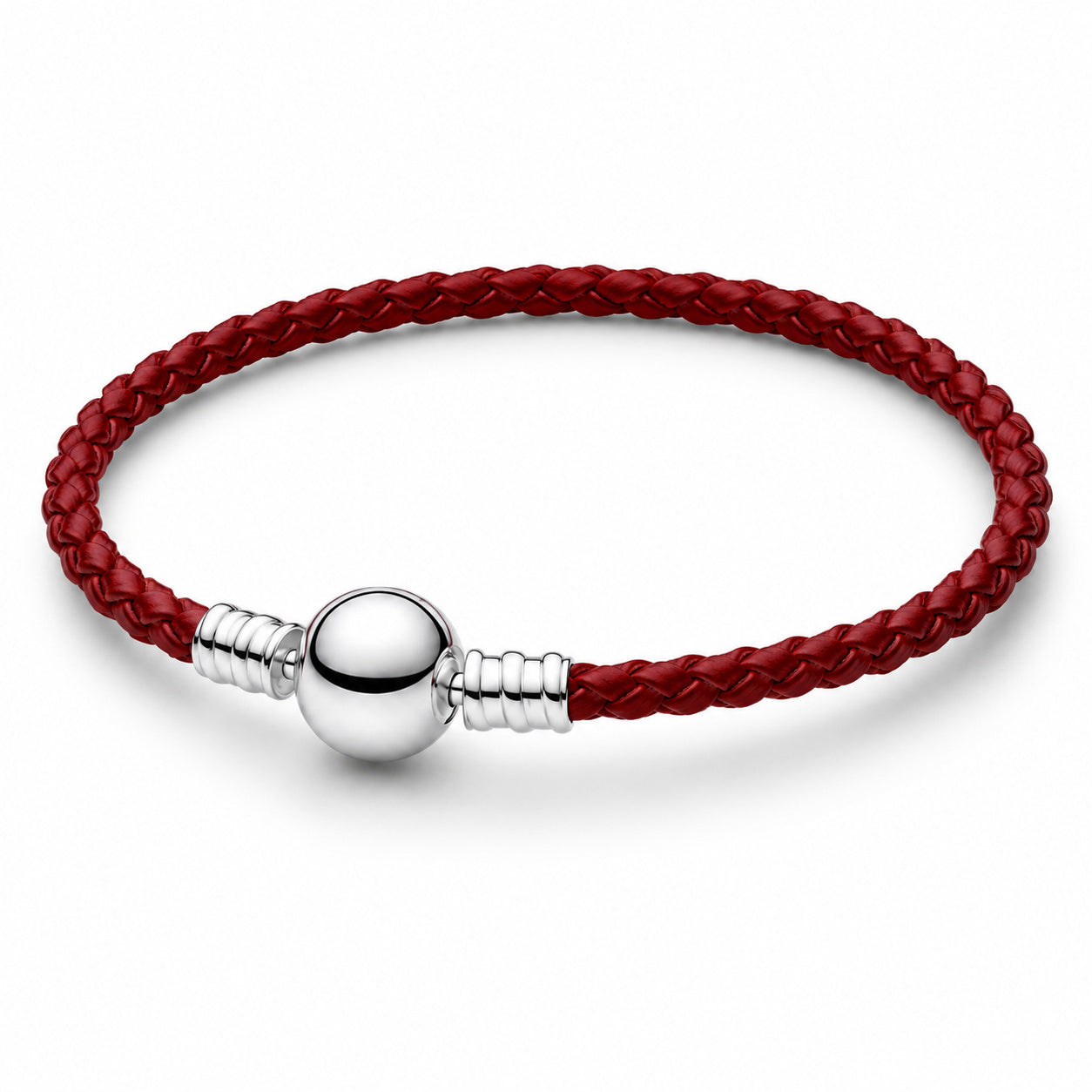 Red Braided Leather Bracelet Hallmarked S925 Sterling Silver