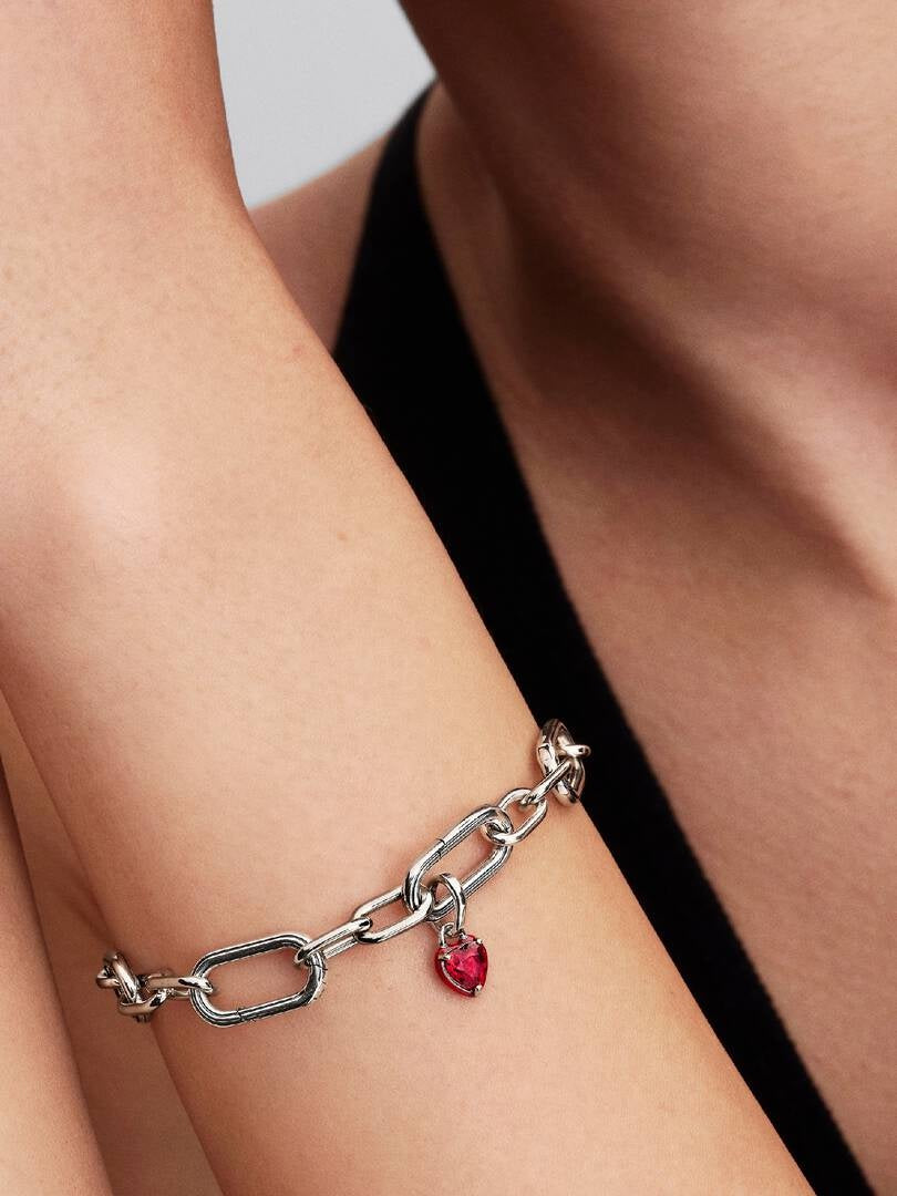 Red Chakra Heart Mini Dangle Charm Hallmarked S925 Sterling Silver