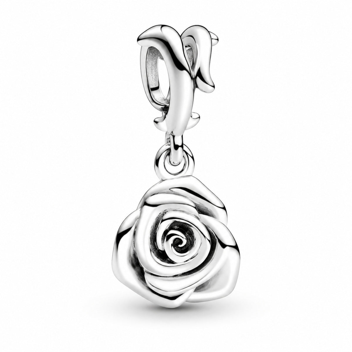 Rose in Bloom Dangle Charm S925 Sterling Silver