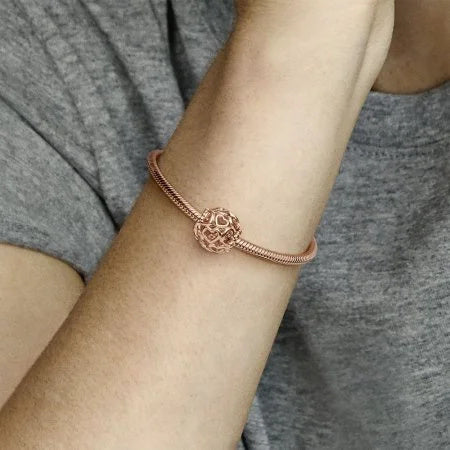 Rose Gold Hearts All Over Charm Hallmarked S925 Sterling Silver