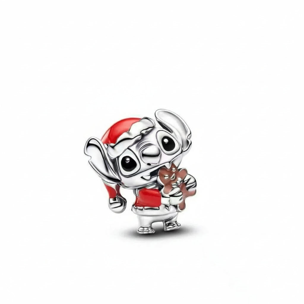 Disney Stitch Christmas Holiday Charm Hallmarked S925 Sterling Silver
