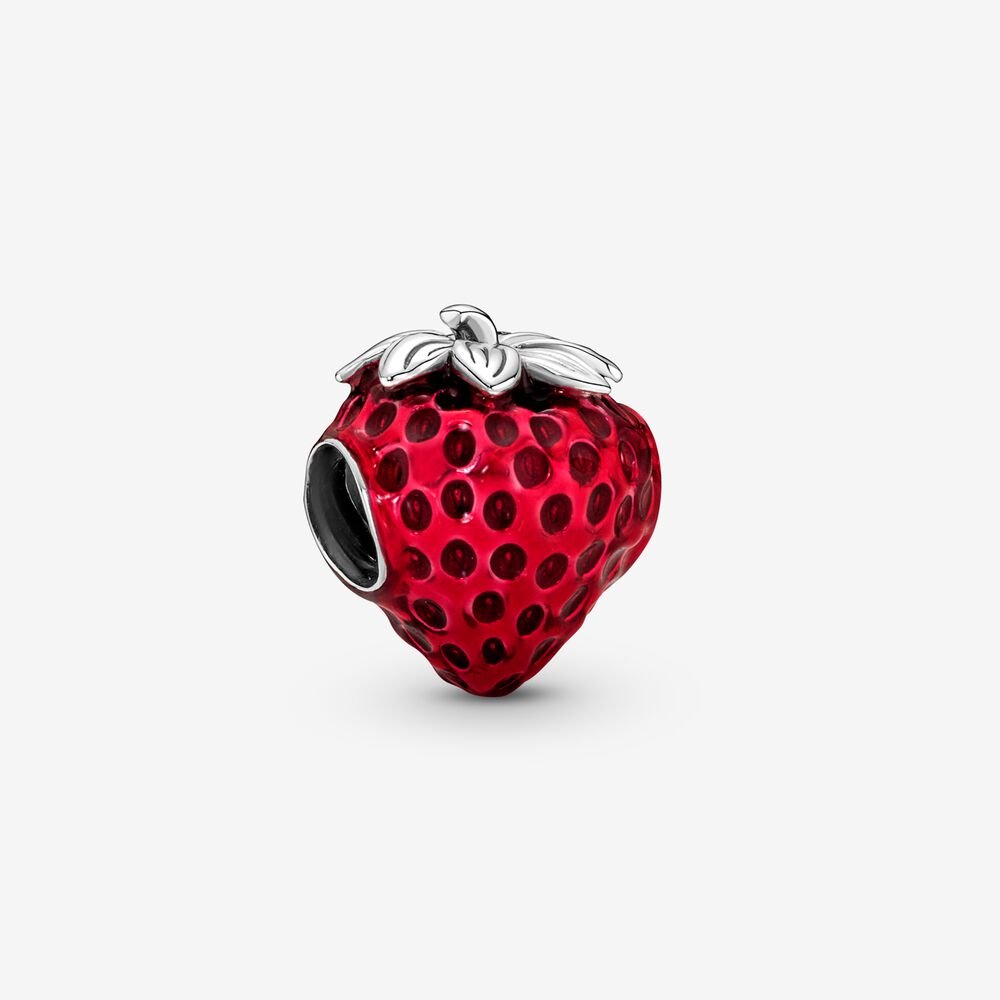 Seeded Strawberry Fruit Charm Hallmarked S925 Sterling Silver