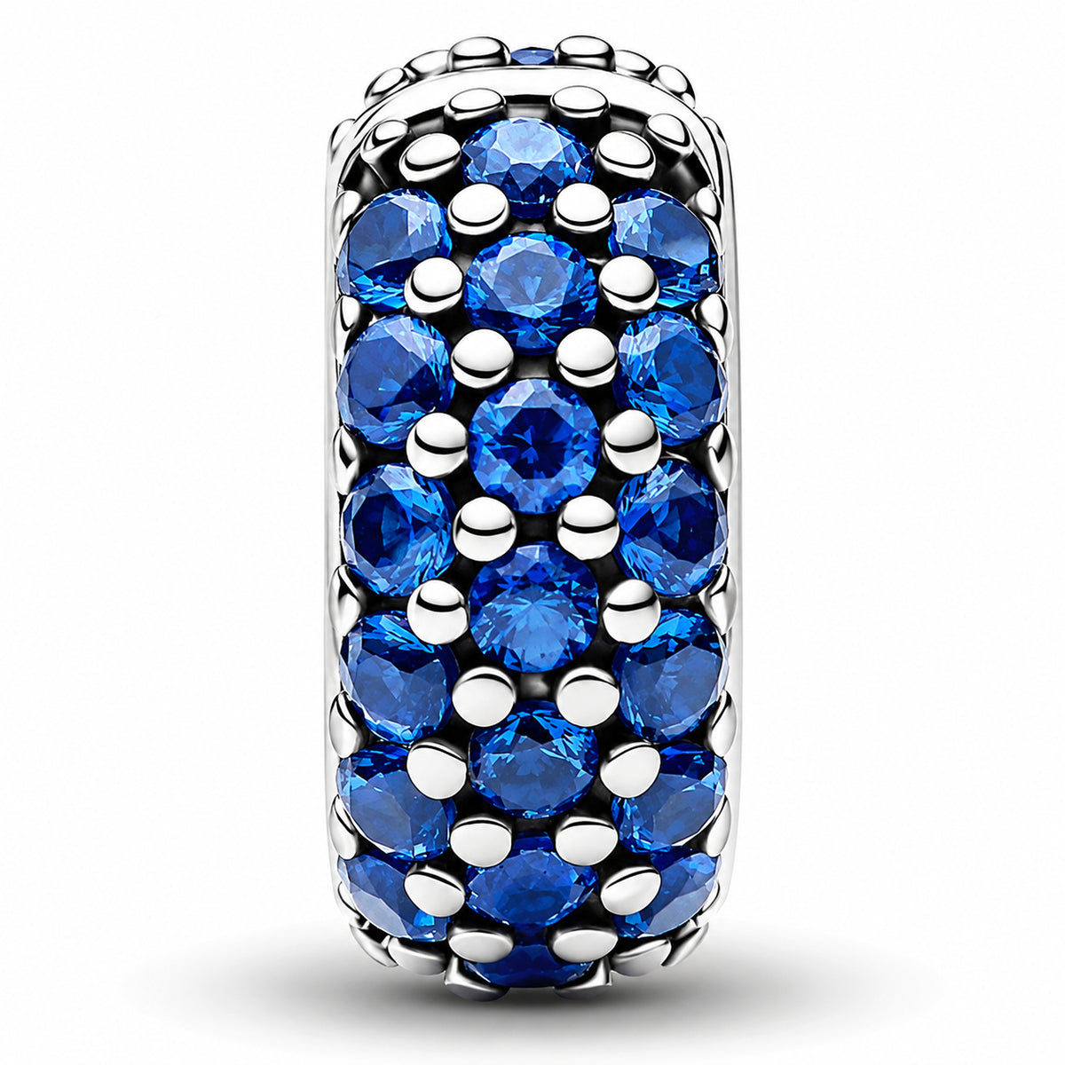 Silver & Royal Blue Stone Clip Charm Hallmarked S925 Sterling Silver
