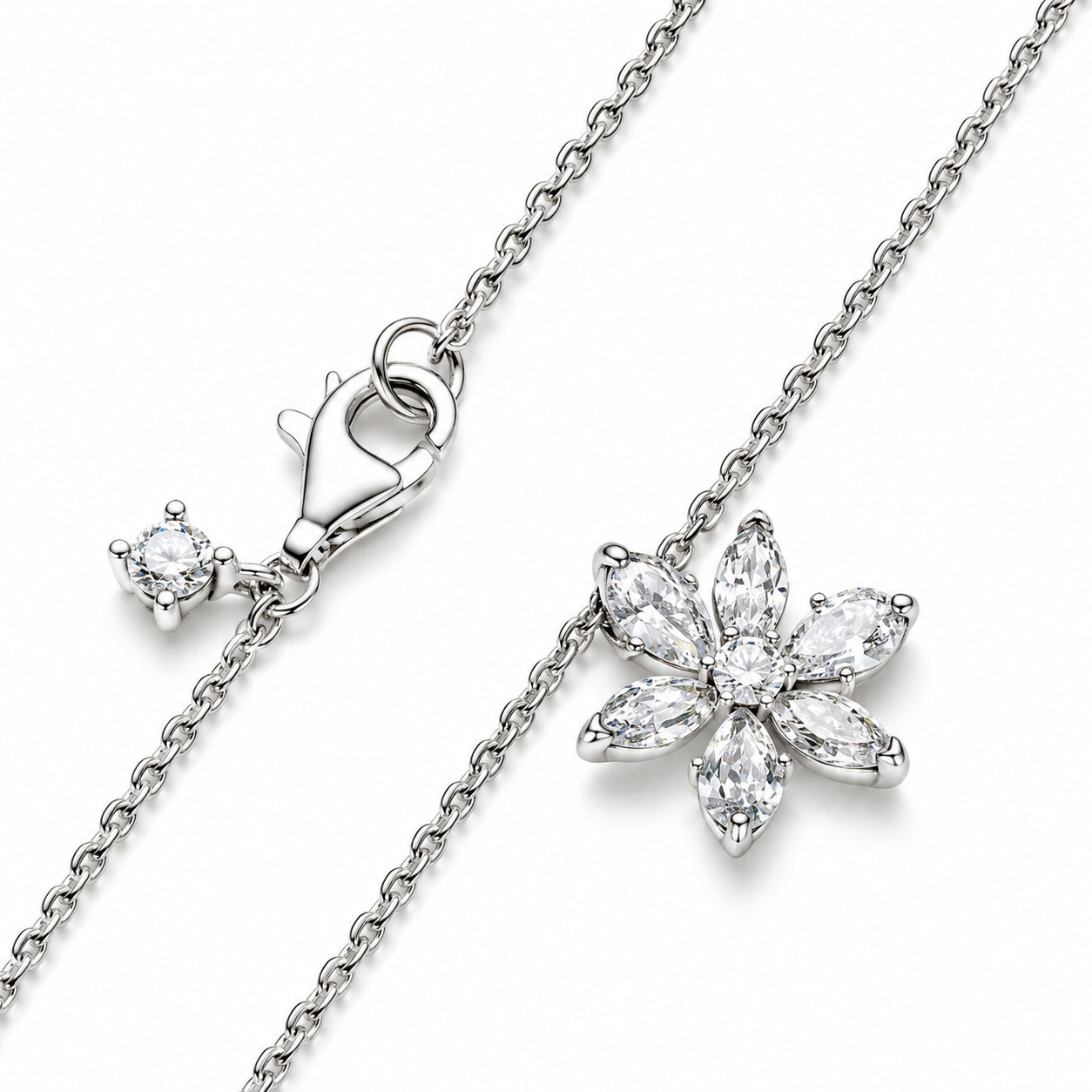 Sparkling Herbarium Cluster Pendant Necklace Hallmarked S925 Sterling Silver