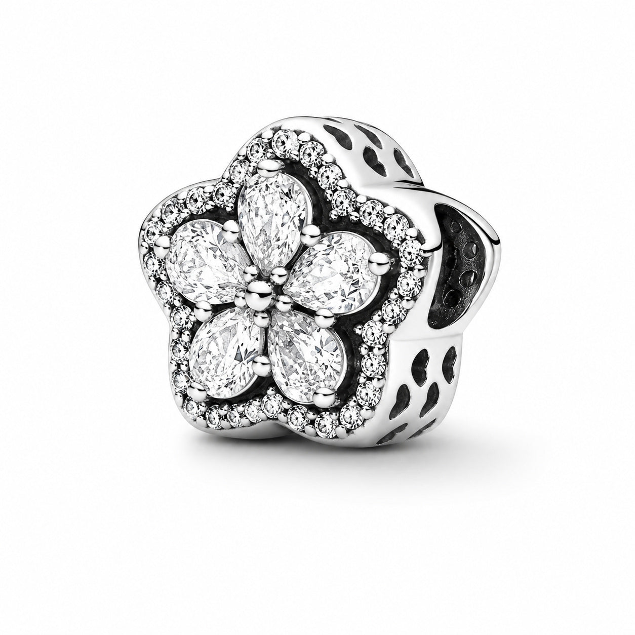 Sparkling Flower Pave Charm S925 Sterling Silver