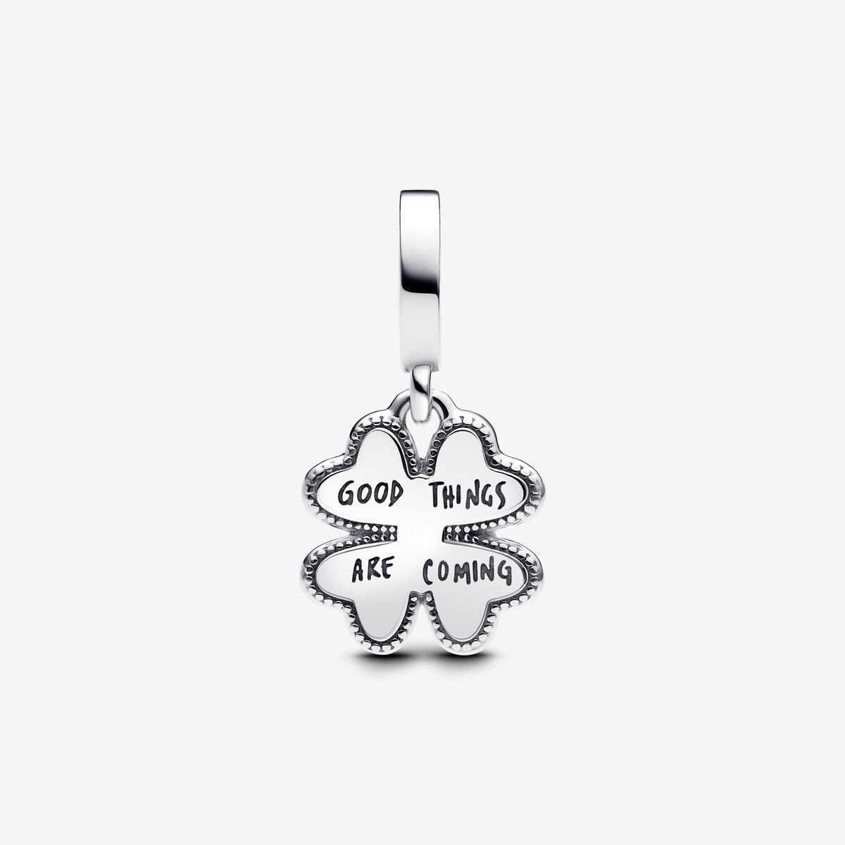 Spinnable Four Leaf Clover Dangle Charm Hallmarked S925 Sterling Silver
