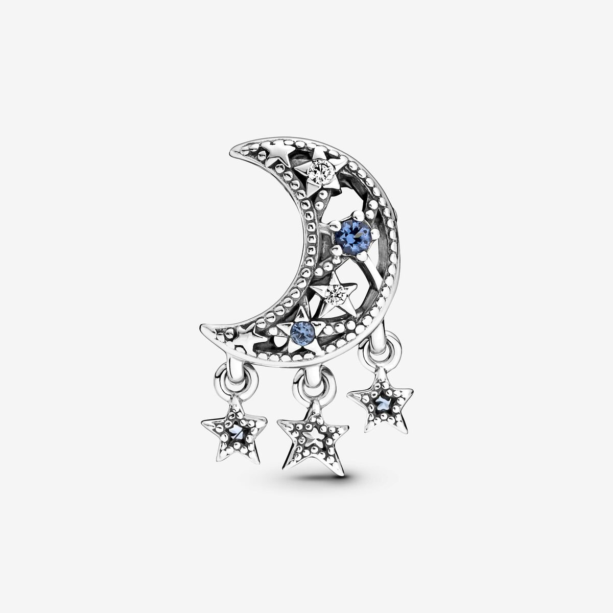Star & Crescent Moon Charm Hallmarked S925 Sterling Silver