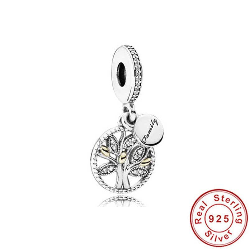 Family Tree Dangle Charm Hallmarked S925 Sterling Silver