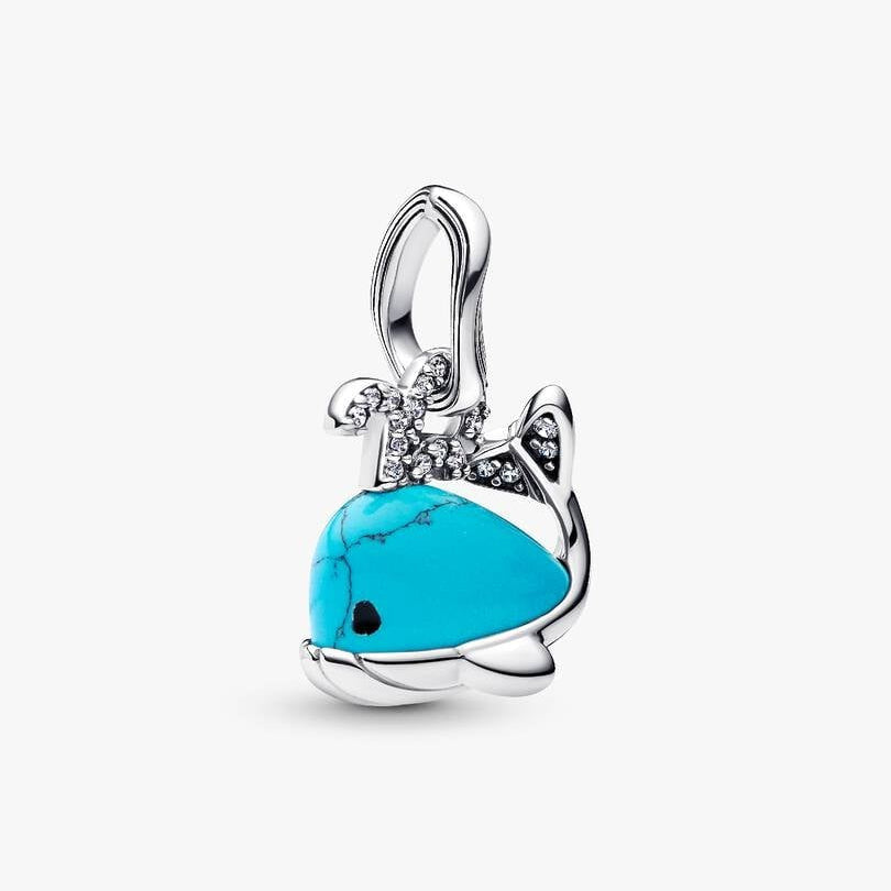 Turquoise-coloured Whale Dangle Charm S925 Sterling Silver