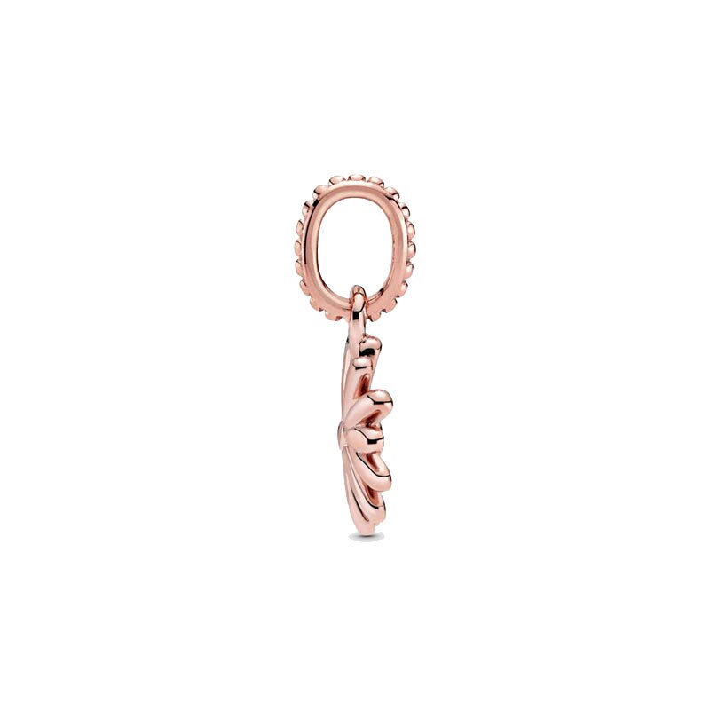 Pink Daisy Dangle Charm Hallmarked S925 Sterling Silver