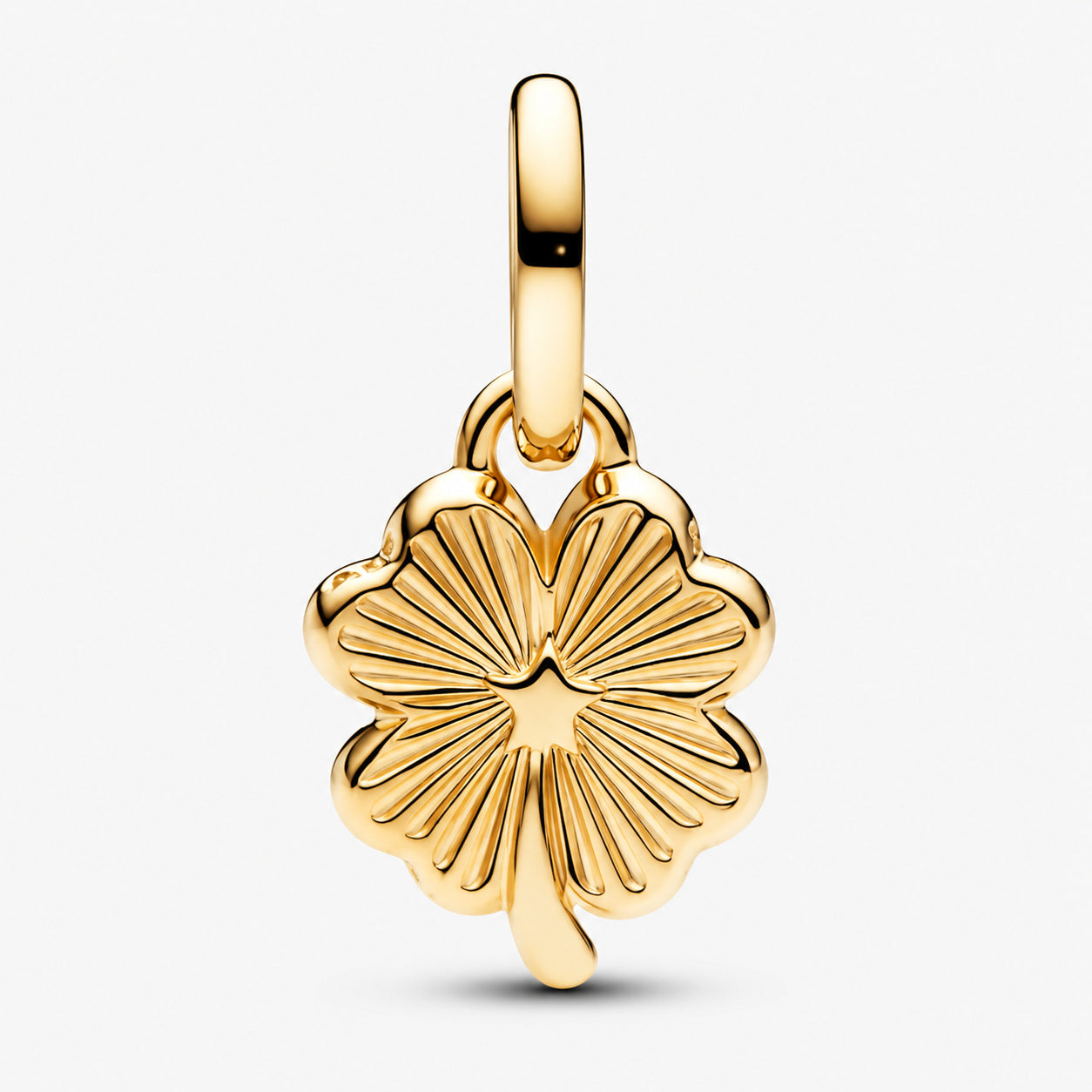White Lucky Clover Dangle Charm Hallmarked S925 Sterling Silver