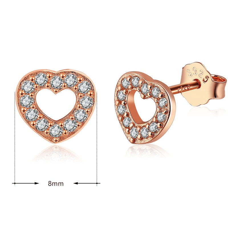 Captured Heart Sterling Silver rose gold stud Earrings