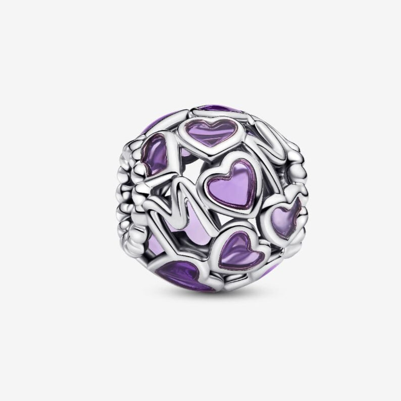 Openwork Hearts Mum Charm Hallmarked S925 Sterling Silver
