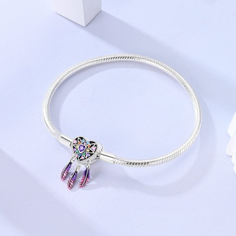 Dreamcatcher Rainbow Heart Clasp Charm Bracelet