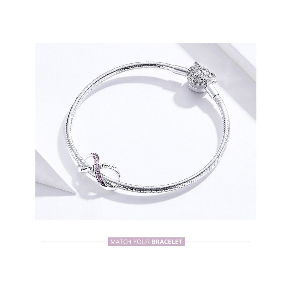 Family Forever Infinity Slide Charm Hallmarked S925 Sterling Silver