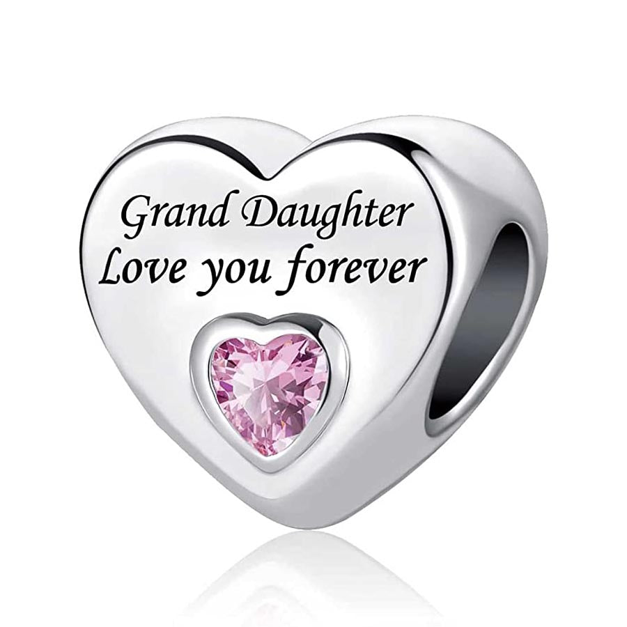 Grand Daughter Love You Forever Heart Charm Hallmarked S925
