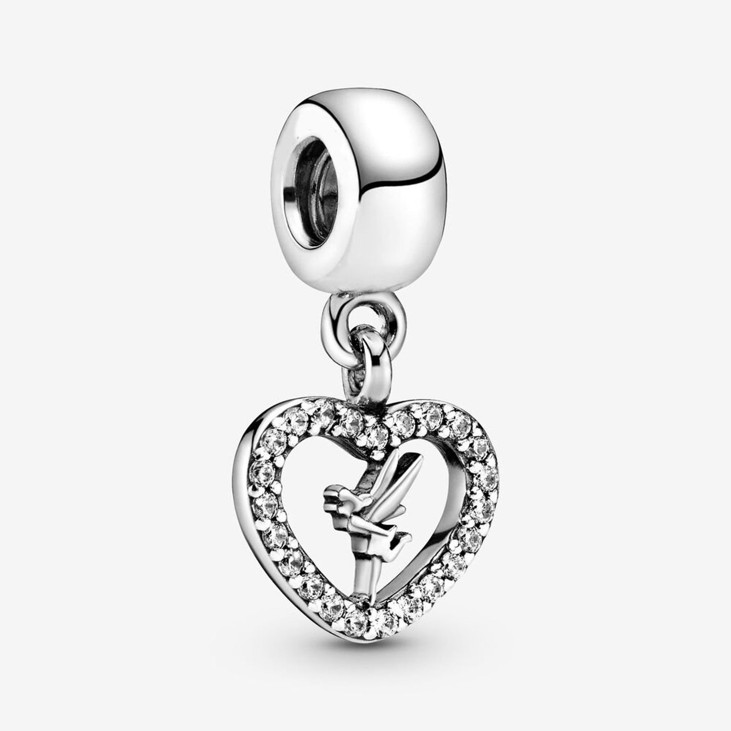 Disney Tinkerbell Heart Dangle Charm Hallmarked S925 Sterling Silver