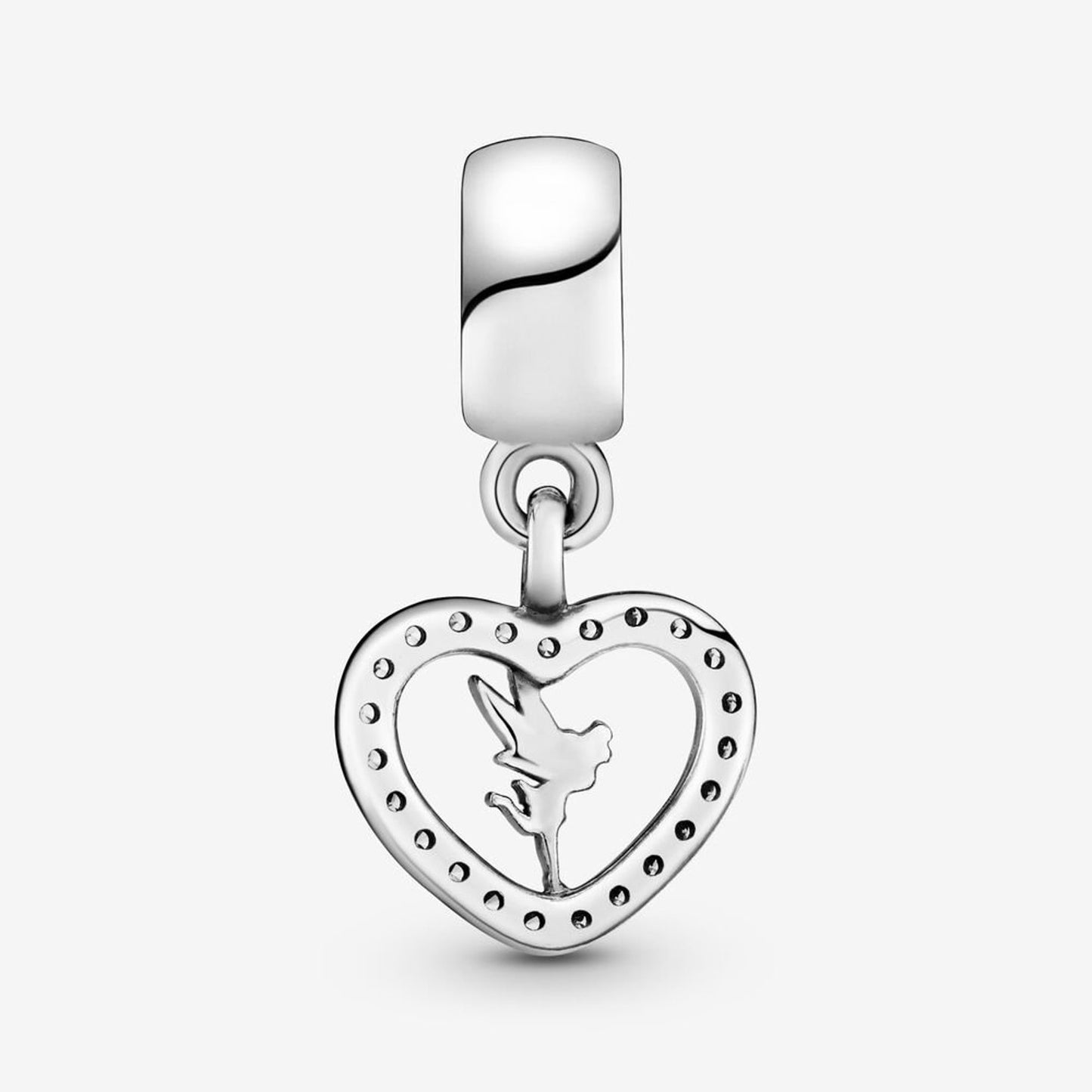 Disney Tinkerbell Heart Dangle Charm Hallmarked S925 Sterling Silver