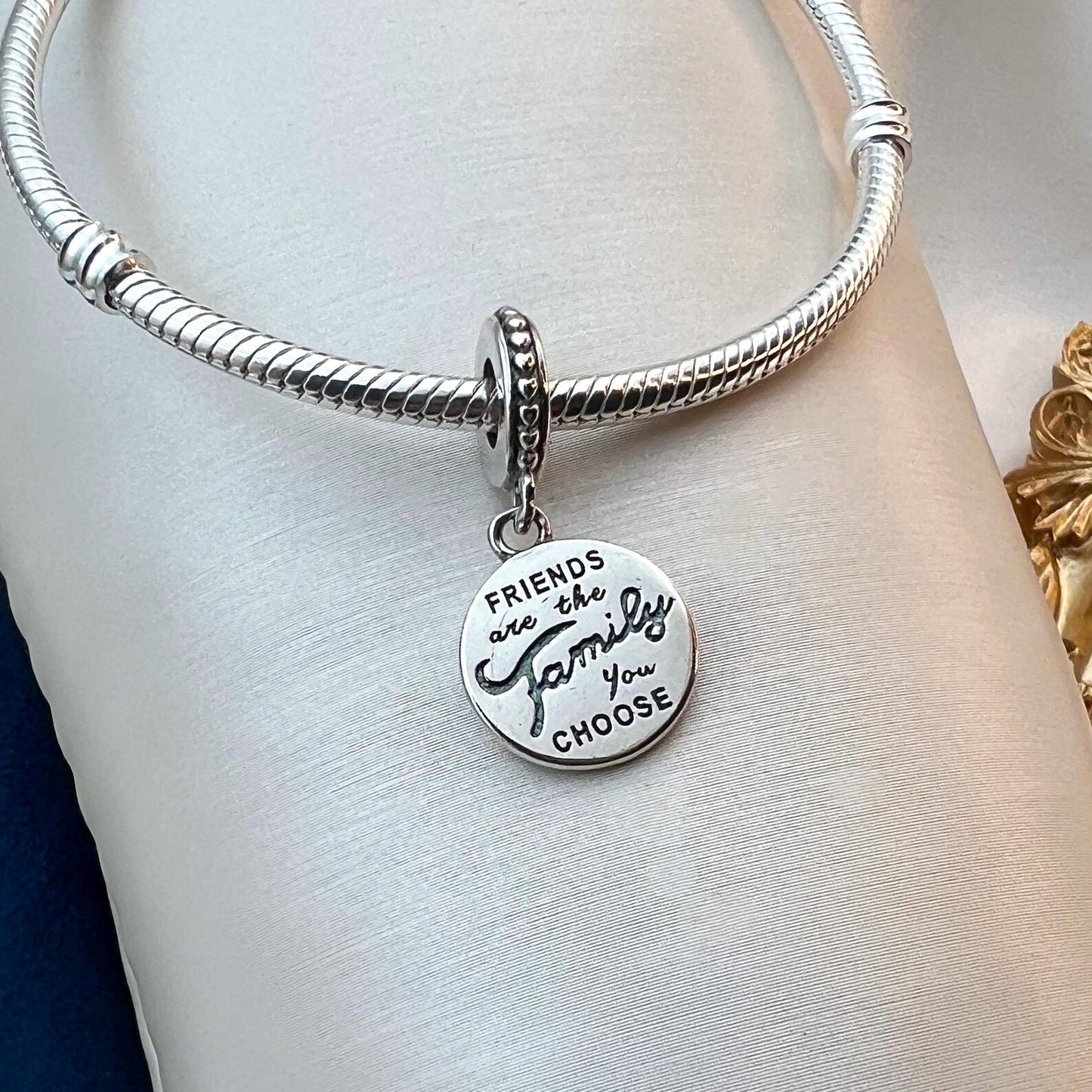 Friends Are Family Dangle Charm S925 Hallmarked Compatible Sterling Silver Charm