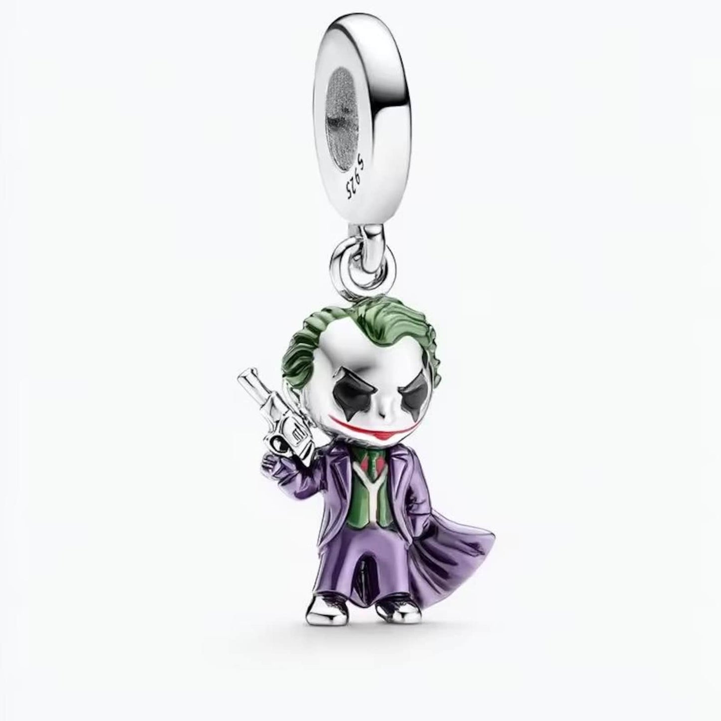 The Joker dangle Charm Hallmarked S925 Sterling Silver