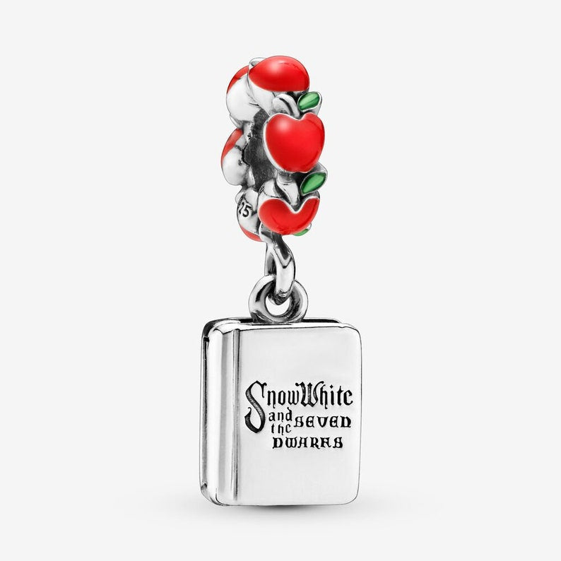 Snow White Book Dangle Charm Hallmarked S925 Sterling Silver