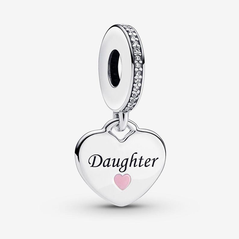 Daughter Heart Dangle Charm Hallmarked S925 Sterling Silver