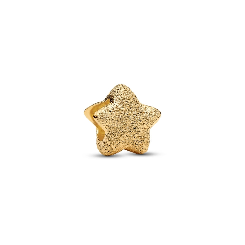Textured Star Mini gold Charm Hallmarked S925 Sterling Silver