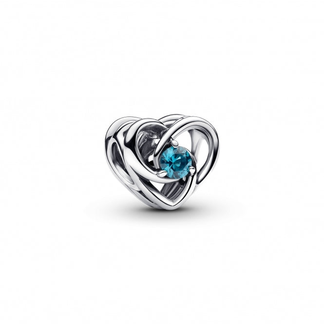 Entwined Heart & Stones Charm Hallmarked S925 Sterling Silver