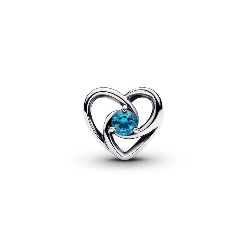 Entwined Heart & Stones Charm Hallmarked S925 Sterling Silver