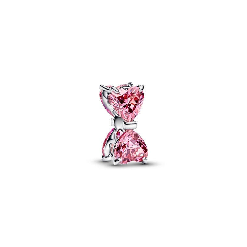 Pink Bow Charm Hallmarked S925 Sterling Silver