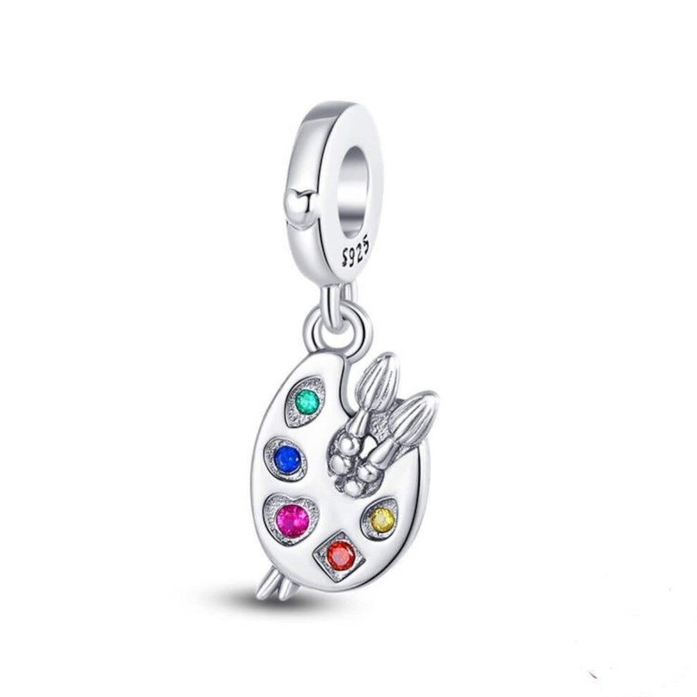 Artist Palette Charm Hallmarked S925 Sterling Silver