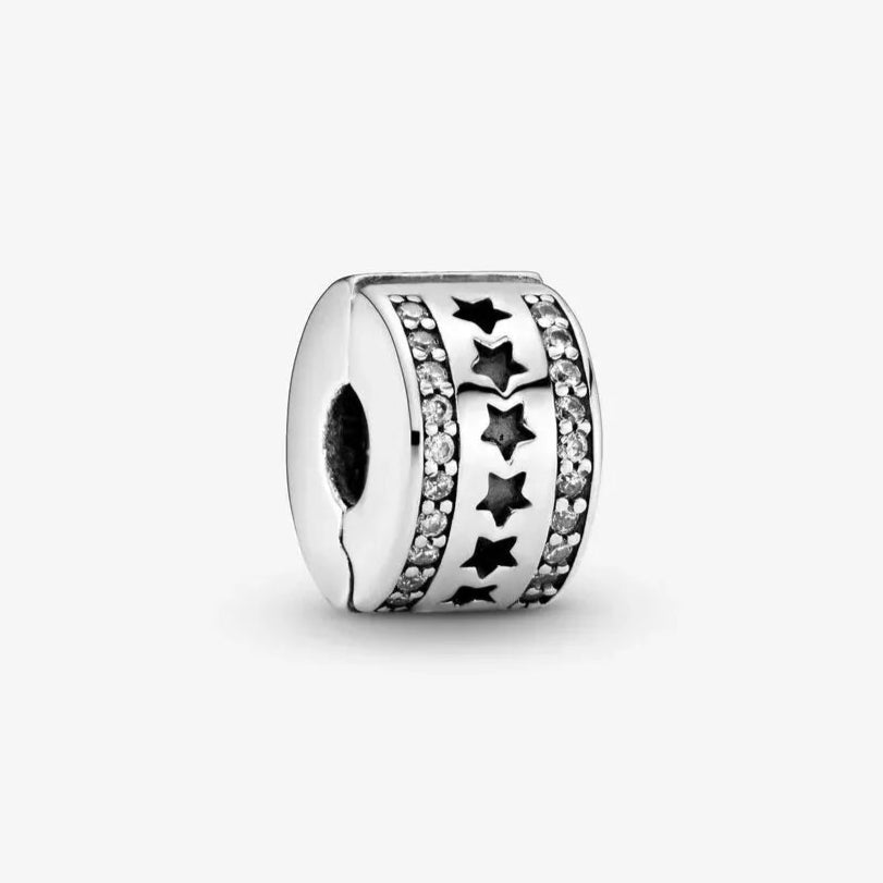 Row of Stars Clip Charm Hallmarked S925 Sterling Silver