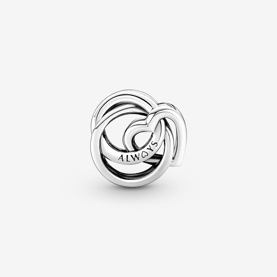 Family Always Encircled Heart Charm Hallmarked S925 Hallmarked Compatible Sterling Silver Charm