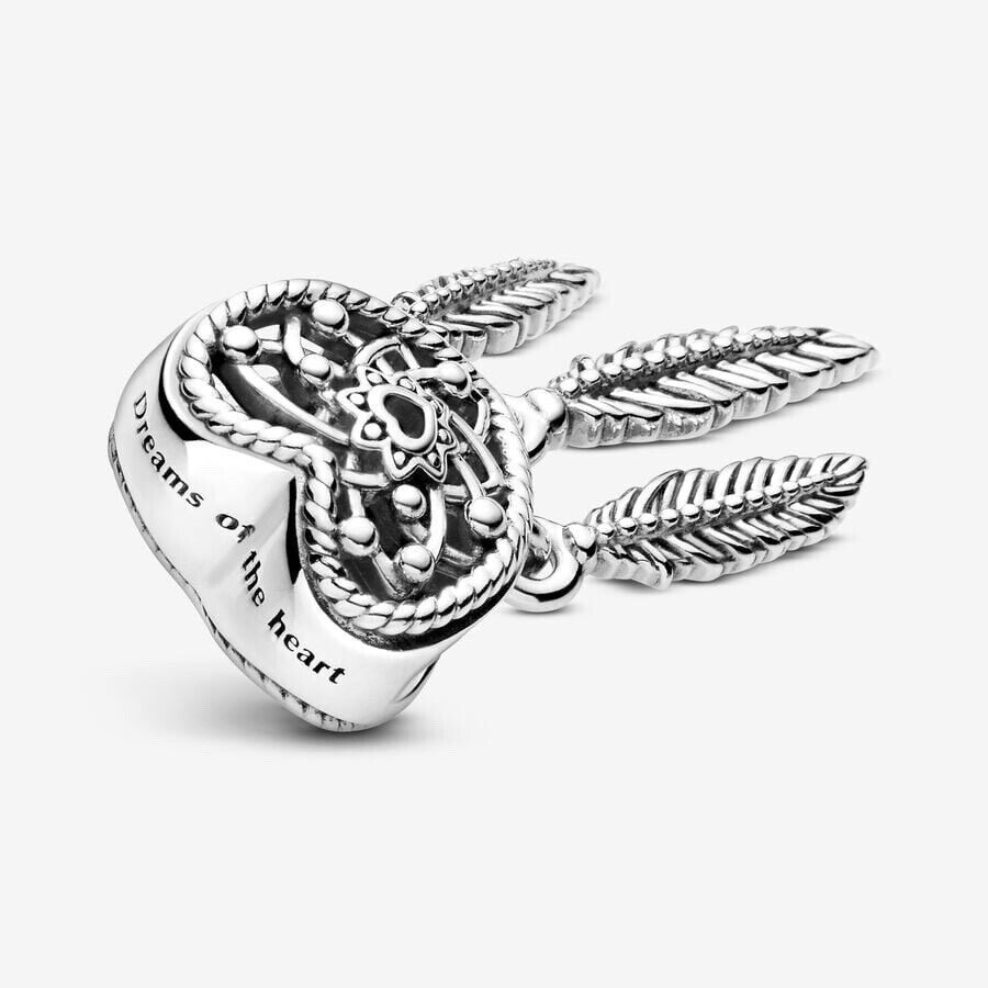 Heart Feather Dreamcatcher Charm Hallmarked S925 Sterling Silver