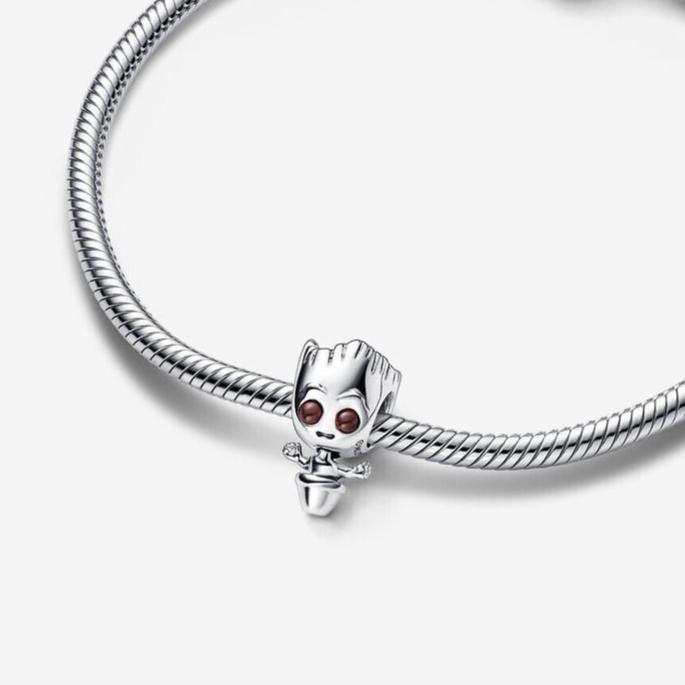 Marvel Guardians of the Galaxy Dancing Groot Charm Hallmarked S925 Sterling Silver