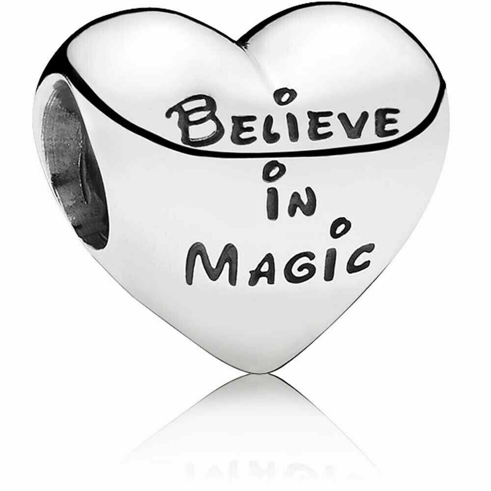 Mickey Minnie Believe In Magic Charm Hallmarked S925 Sterling Silver