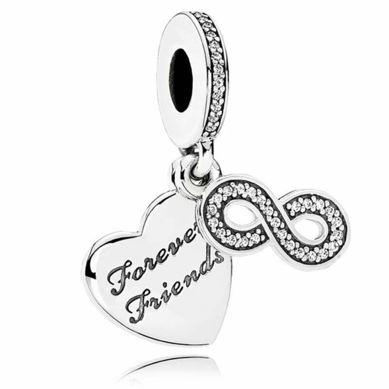 Infinity Best Friends Forever Dangle Charm S925 Hallmarked Compatible Sterling Silver Charm