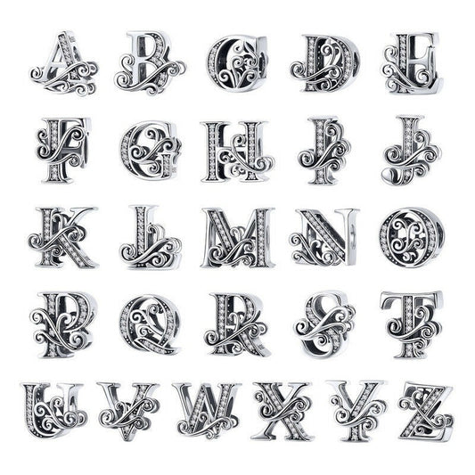 S925 Classic Alphabets A to Z Sterling Silver Charms Collection