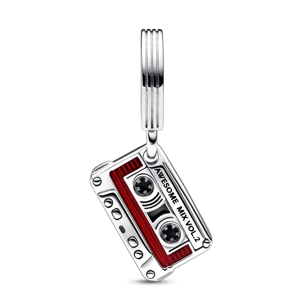 Marvel Guardians of the Galaxy Cassette Tape Dangle Charm Hallmarked S925 Sterling Silver