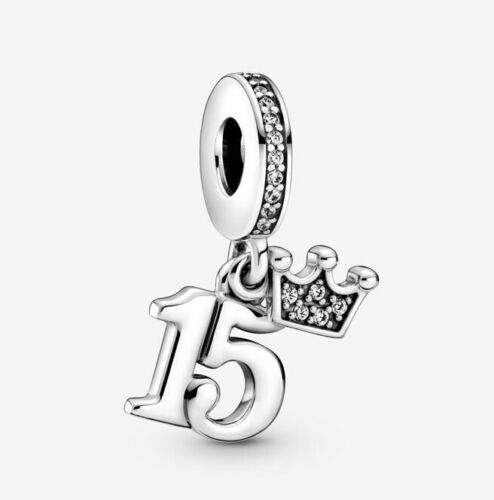 15th Birthday Dangle Charm Hallmarked S925 Sterling Silver