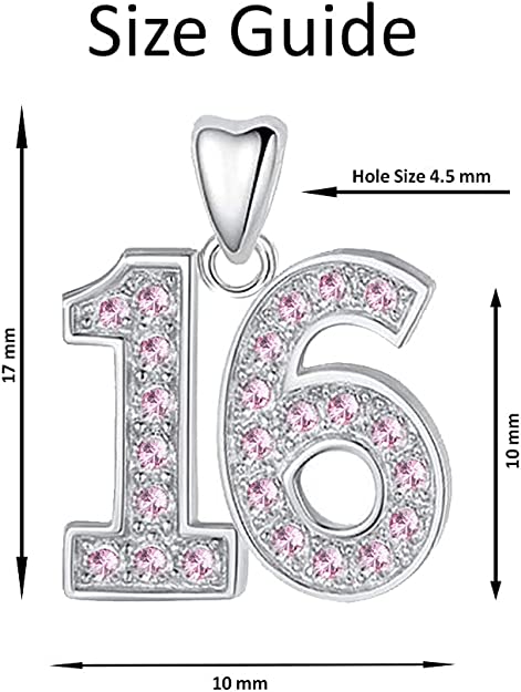 16th Birthday Dangle Charm Hallmarked S925 Sterling Silver