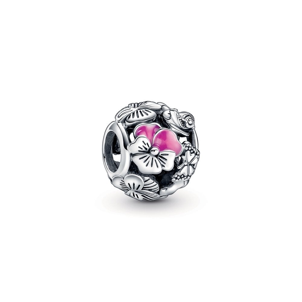 Pansy Flower Friends Charm Hallmarked S925 Sterling Silver