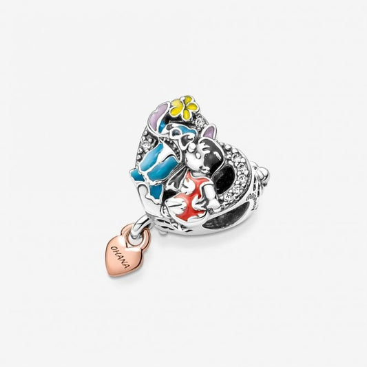 Disney Ohana Lilo & Stitch Inspired Charm Hallmarked S925 Sterling Silver