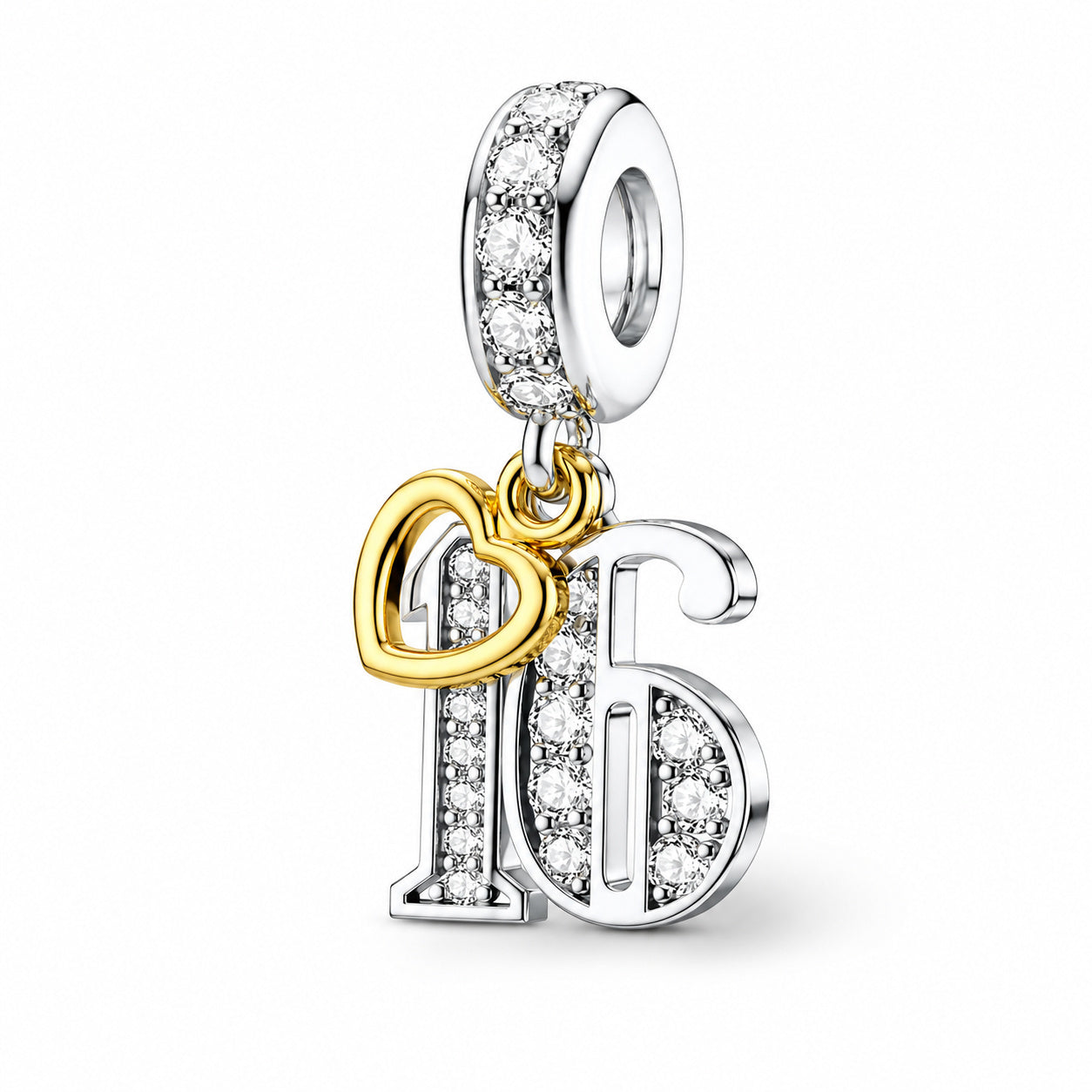 13th, 16th, 21st, 30th, 40th, 50th, 60th, 70th Gold Tag Birthday Dangle S925 Sterling Silver Charms