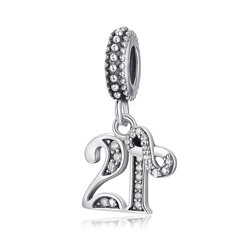 S925 Charms 15th,16th,18th,21st,30th,40th,50th,60th Birthday Dangle Sterling Silver Charms