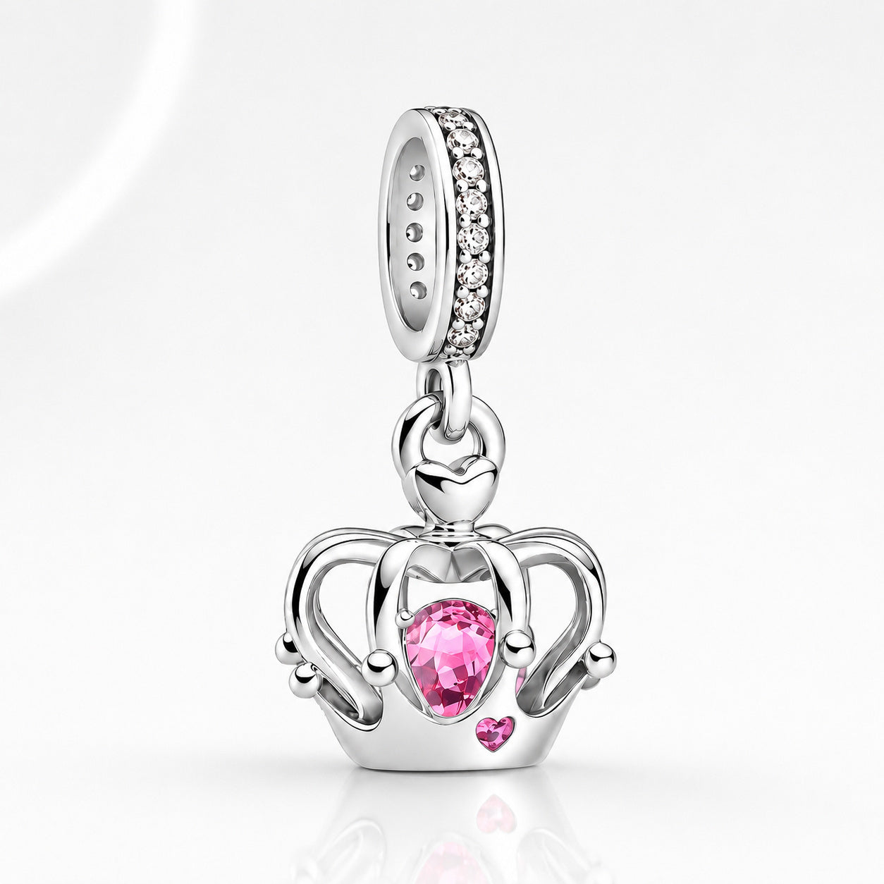 Regal Crown Dangle Charm Hallmarked S925 Sterling Silver