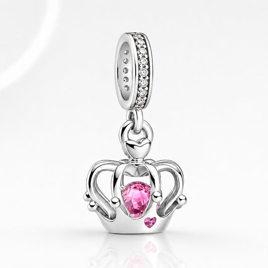 Regal Crown Dangle Charm Hallmarked S925 Sterling Silver