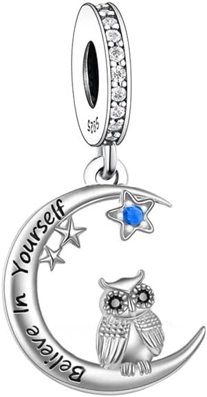 Owl Charm Believe in Yourself Charm Hallmarked S925 Sterling Silver